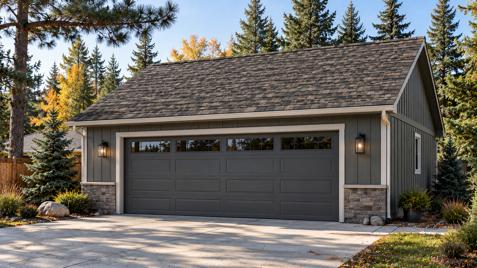 Modern Garage with New Roof